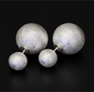 Boucles d'Oreilles en Argent Massif 925 Doubles Boules Aspect Brossé