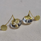 Boucles d'oreilles pendantes cristal de roche (quartz) en vermeil