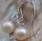 Boucles d'Oreilles Classique Perle AAA  Forme Ronde Blanc Nacré Crochet Dormeuse