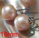 Boucle d'oreilles Grosse Perle de Culture d'Eau Douce Lavande 10mm AA Forme Demi-ronde Crochet Papillon