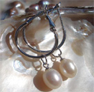 Boucle d'oreilles Perle d'Eau Douce Blanc Nacré Création AA Forme Goutte d'Eau Lg 8-9mm Crochet en Anneau