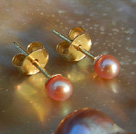 Boucles d'oreilles petites perles de culture d'eau douce AAA dorme ronde couleur lavande, Crochet Vermeil recouvert d'or 18K