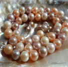 Collier Tricolor Ras du Cou Perle de Culture d'Eau Douce Taille 8.5-9.5 Lg 43CM ou sur Mesure