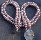 Collier Perle Creation AA 6,5-7,5mm Demi-Ronde Lavande