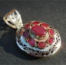 Pendentif rubis, pierre précieuse authentique, argent massif 925, bijou ethnique, pièce unique
