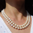 collier de perle de culture d'eau douce, 2 rangs(46Cm+50Cm), taille de perle diamètre 8.5-9.5mm, perle AA+