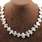 Collier Perle d'Eau Douce Baroque Blanc Nacré Forme Rectangluaire
